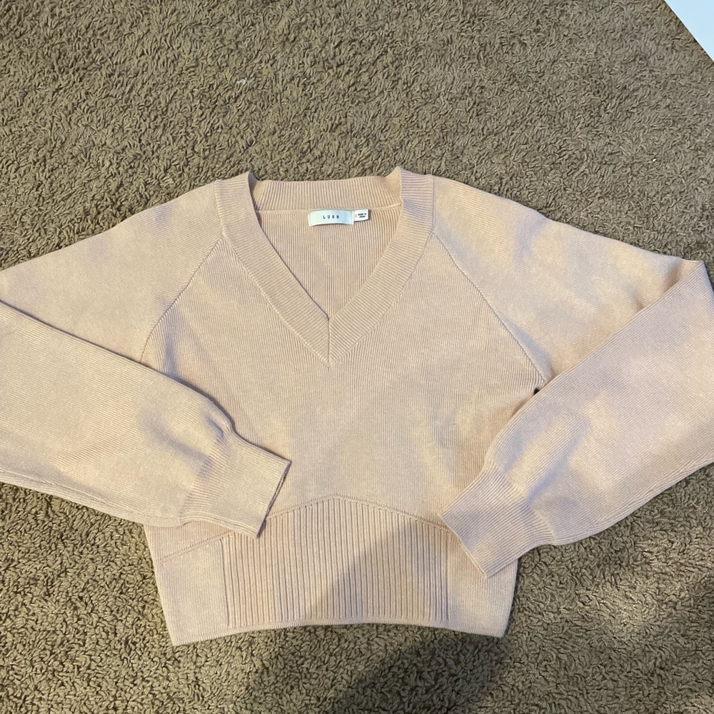 LUSH Pink V-neck Sweater